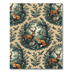 Enchanted Forest Rabbit Fawn Woodland Tapestry Rug