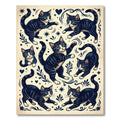 Whimsical Black White Kitten Illustration Rug