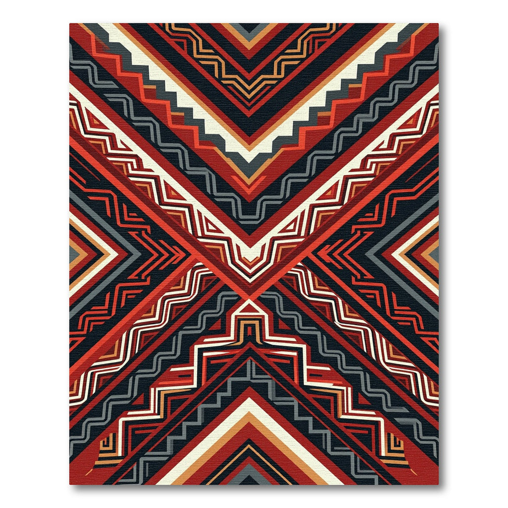 Bold Crimson Geometric Chevron Abstract Rug