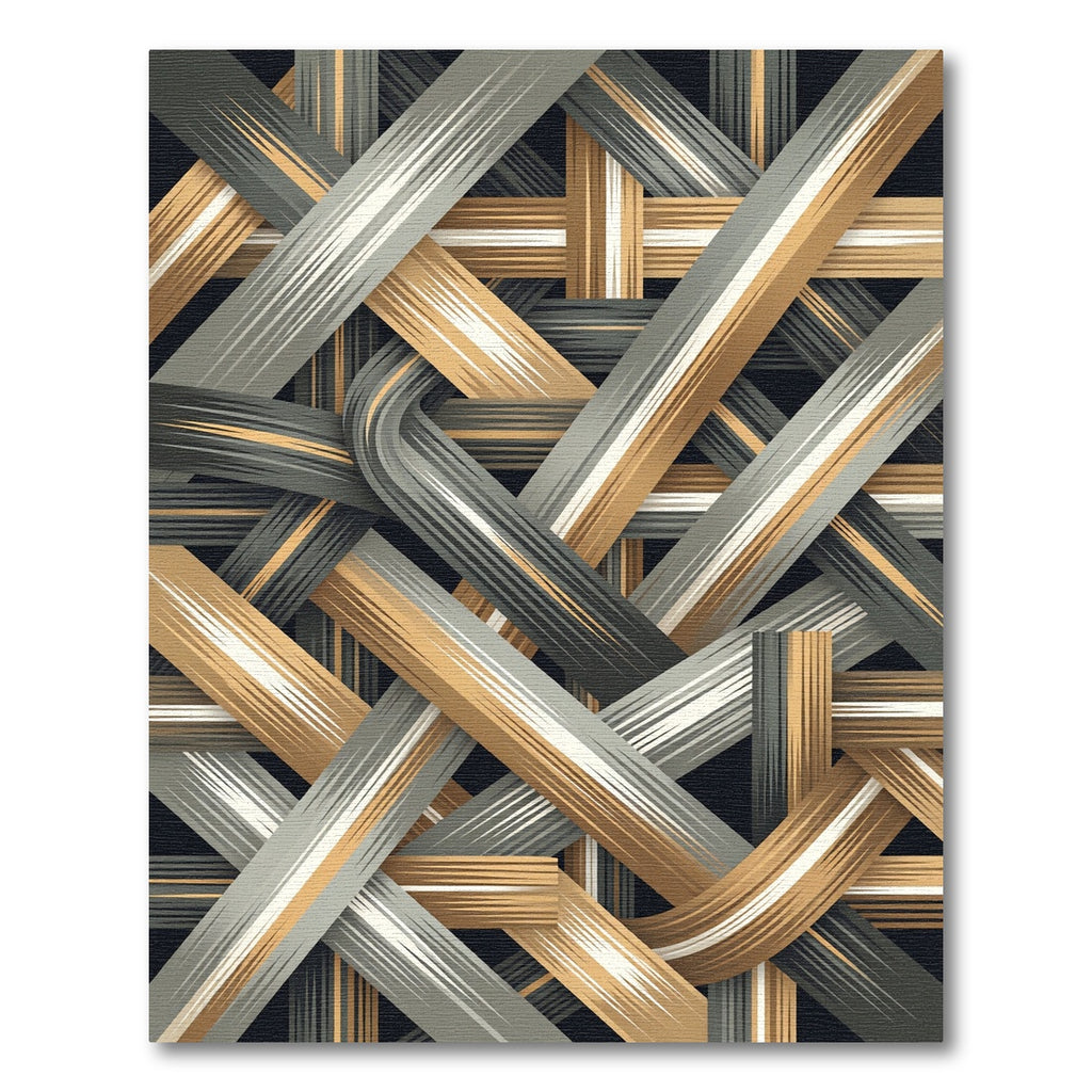Gold and Gray Interwoven Ribbon Rug