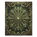 Ornate Sage Green Sunburst Medallion Rug