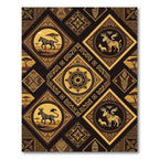 Golden Tribal Animals Diamond Rug