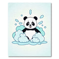 Cute Panda In Blue Bubbles Rug