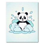 Cute Panda In Blue Bubbles Rug