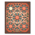 Coral Sunburst Feather Pyramid Composition Rug
