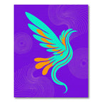 Vibrant Teal Orange Bird Swirls Rug