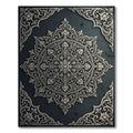 Ornate Silver Floral Medallion Charcoal Backdrop Rug