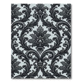 Dark Gray Flourish Scroll Damask Rug