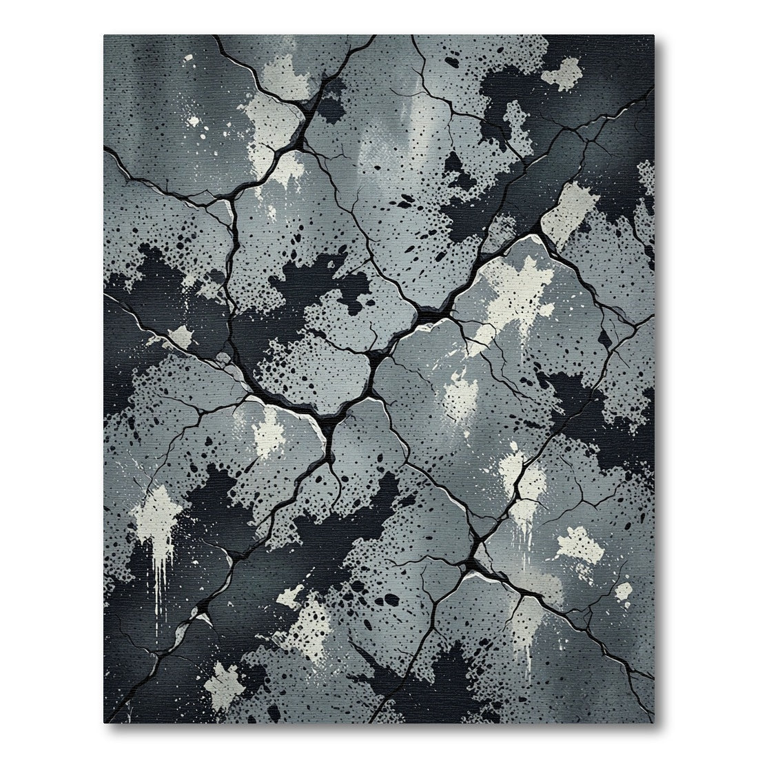 Crackled Concrete Splatter Grunge Rug