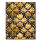Golden Trellis Floral Damask Medallion Rug