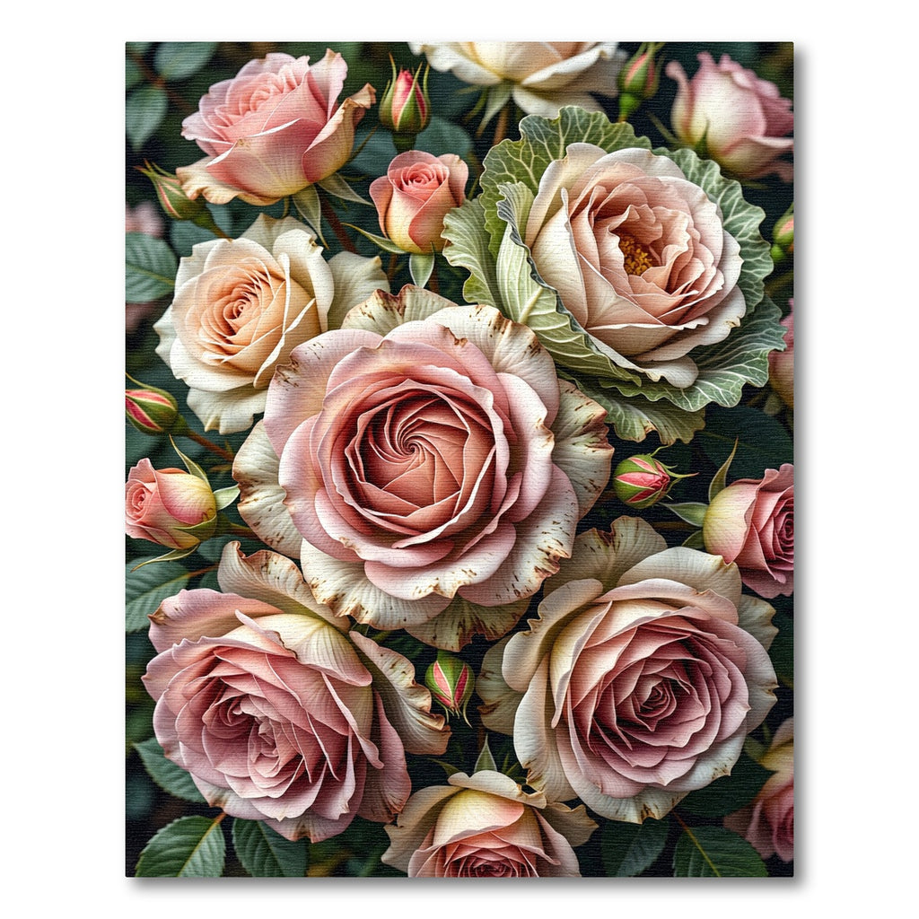 Romantic Blush Rose Bouquet Floral Rug