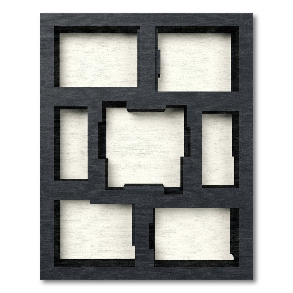 Modern Matte Black Geometric Frame Rug