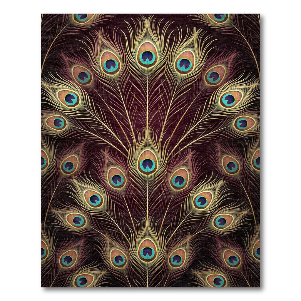 Opulent Midnight Golden Peacock Feather Rug