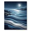 Abstract Moonlit Coastal Ocean Wave Rug