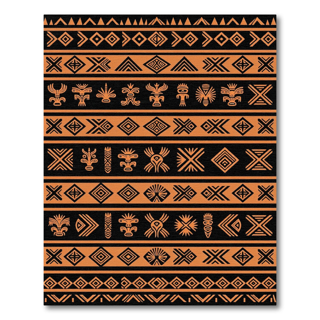 Bold Ochre Tribal Geometric Tile Rug