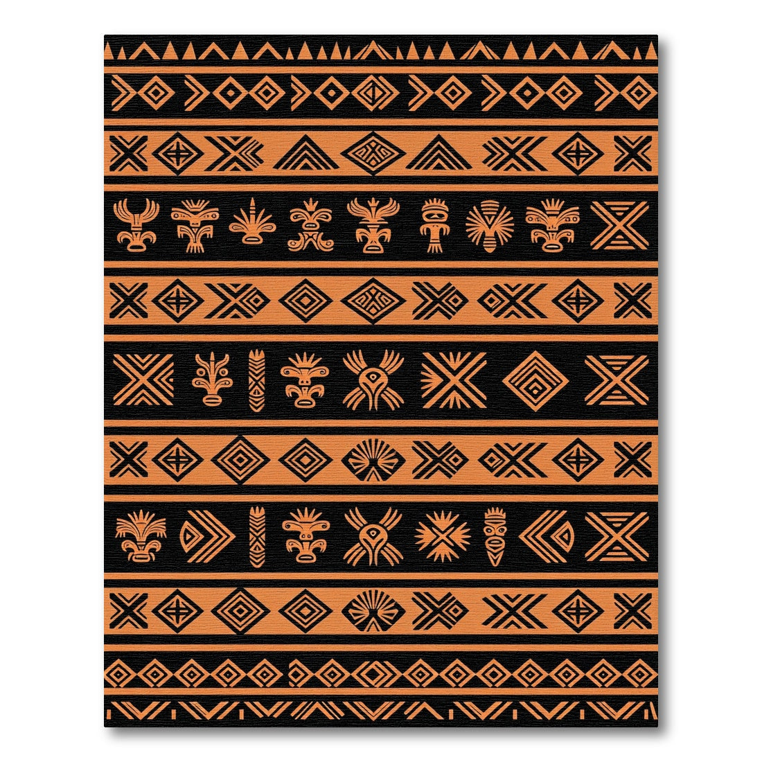 Bold Ochre Tribal Geometric Tile Rug