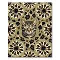 Tawny Cat Leopard Floral Roundel Rug