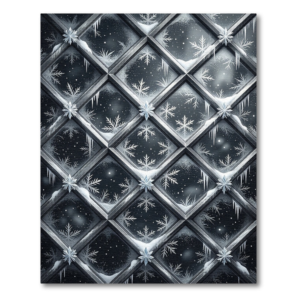 Frozen Winter Diamond Snowflake Lattice Rug