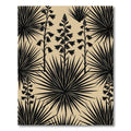 Black Yucca Flower Palm Leaf Rug