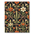 Desert Cactus Floral Lattice Rug