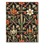 Desert Cactus Floral Lattice Rug