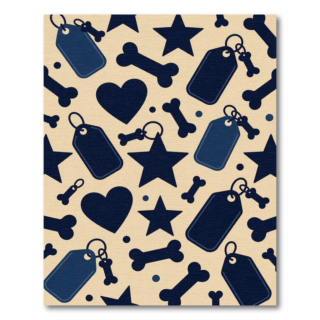 Navy Bone and Star Heart Cream Rug