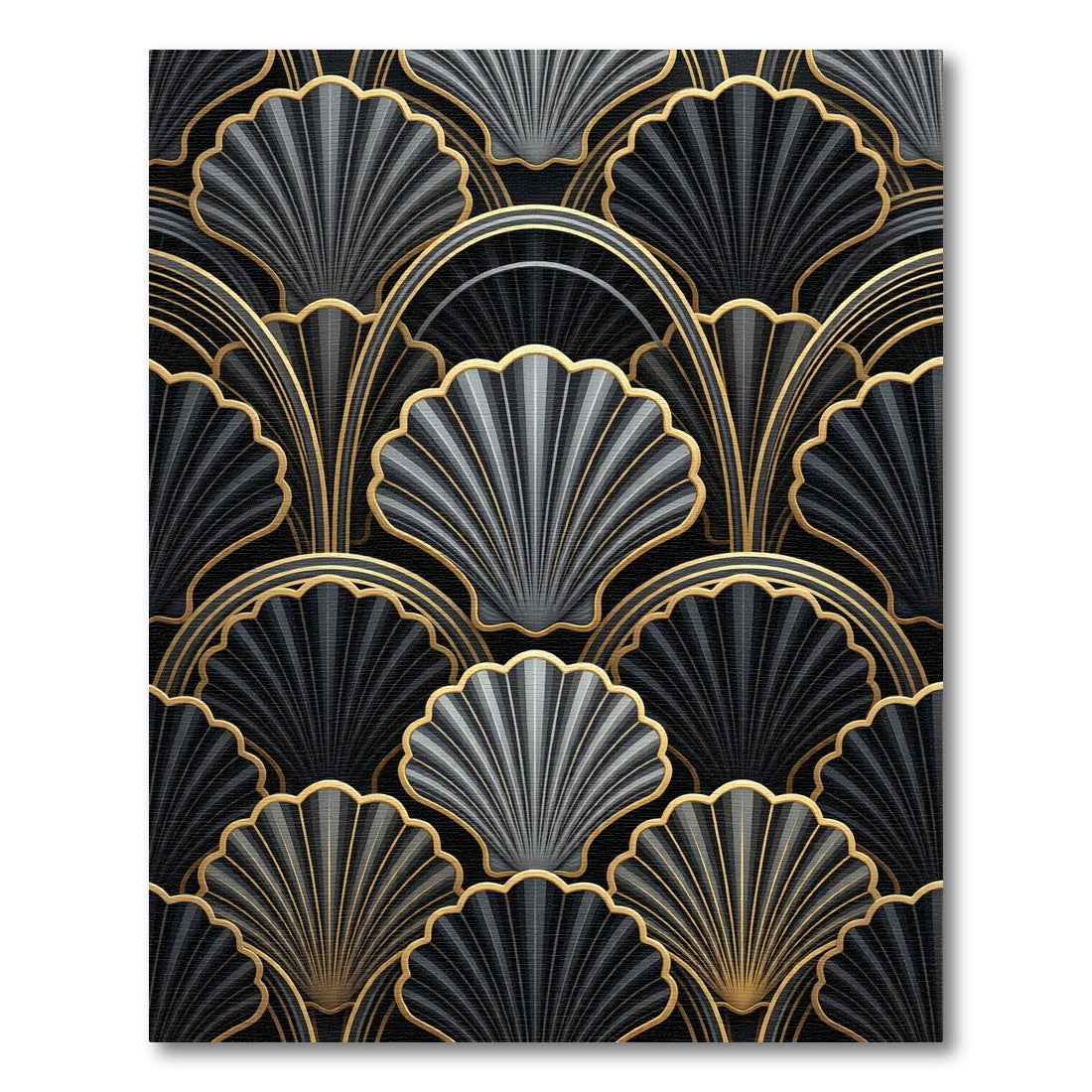 Black Gold Art Deco Fan Rug