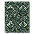 Vintage Green Lily Botanical Damask Rug