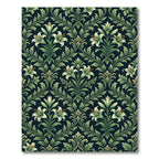 Vintage Green Lily Botanical Damask Rug