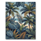 Lush Tropical Palm Leaf Beach Scene Rug