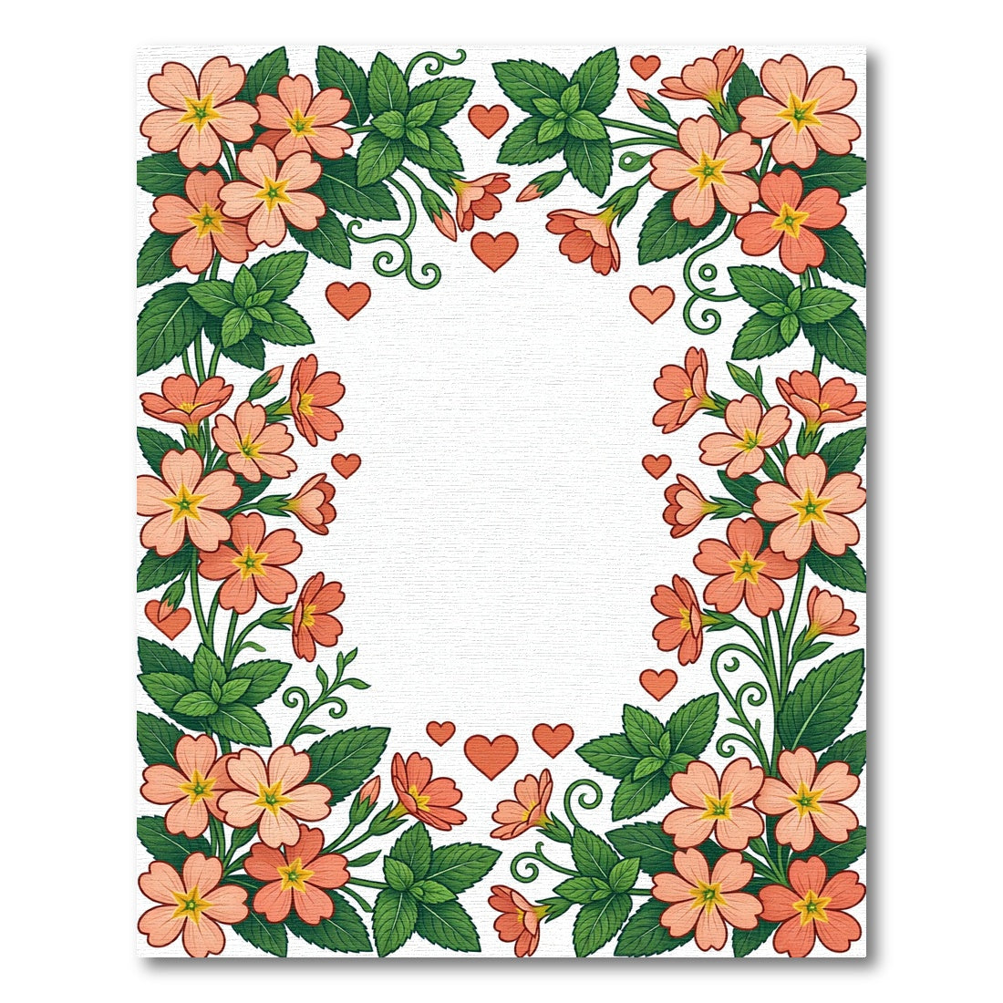Coral Blossom Heart Garland Rug
