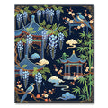 Chinoiserie Pavilion Wisteria Blue Garden Rug