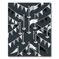 Monochrome Isometric Flag Banner Grid Rug