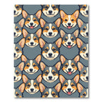 Cute Corgi Head Gray Tile Repeat Rug