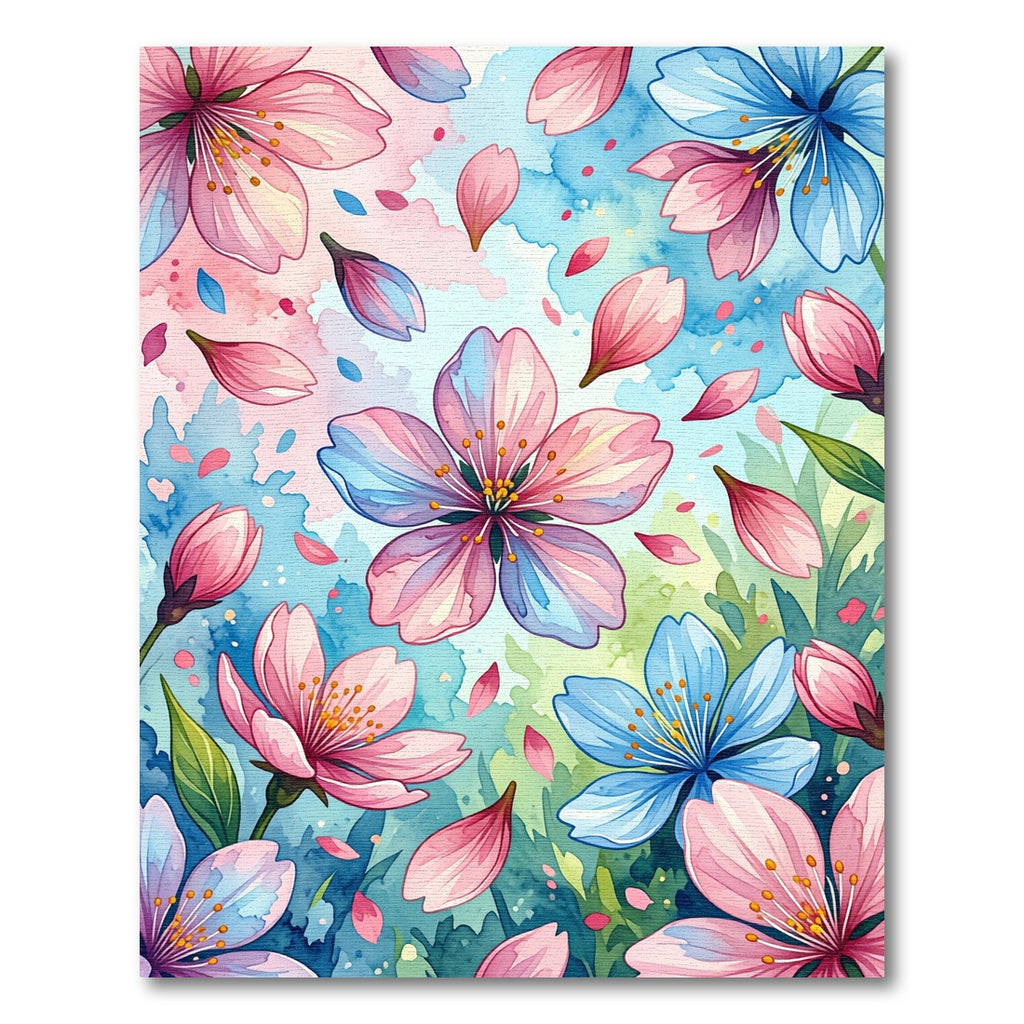 Watercolor Cherry Blossom Pastel Floral Rug