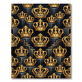 Luxurious Golden Crown Black Isometric Mural Rug