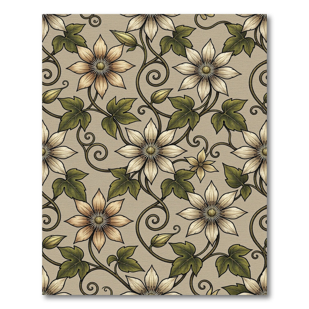 Beige Floral Vine Swirl Rug