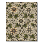 Beige Floral Vine Swirl Rug