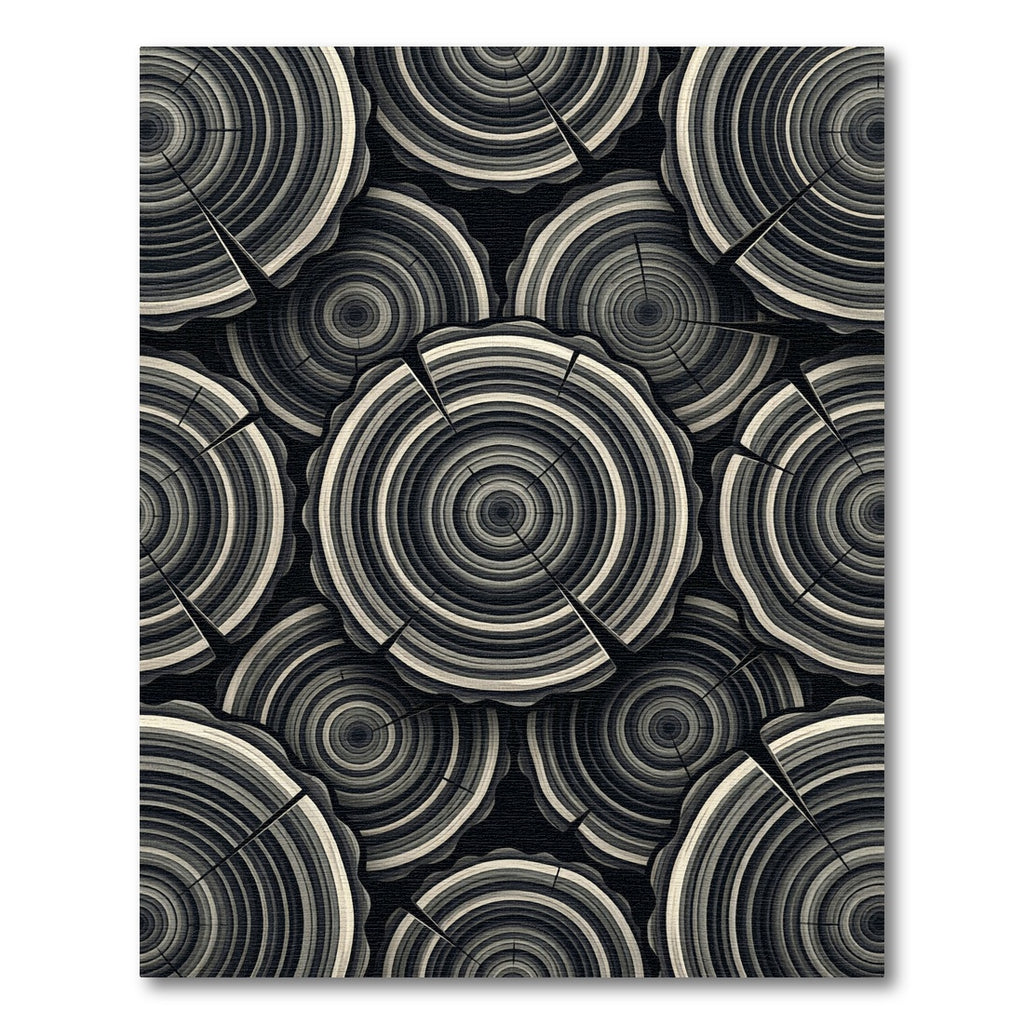 Monochromatic Wood Grain Rings Pattern Rug