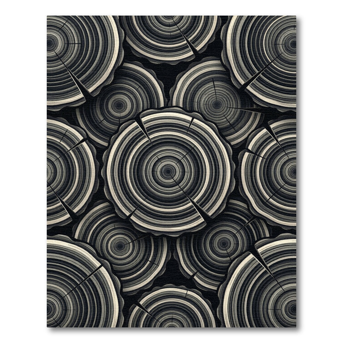 Monochromatic Wood Grain Rings Pattern Rug
