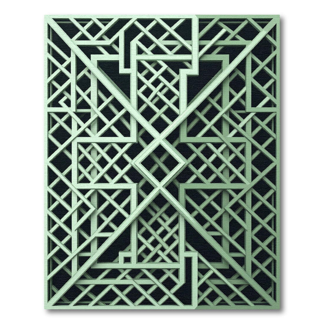 Sage Green Interlocking Linear Geometric Rug