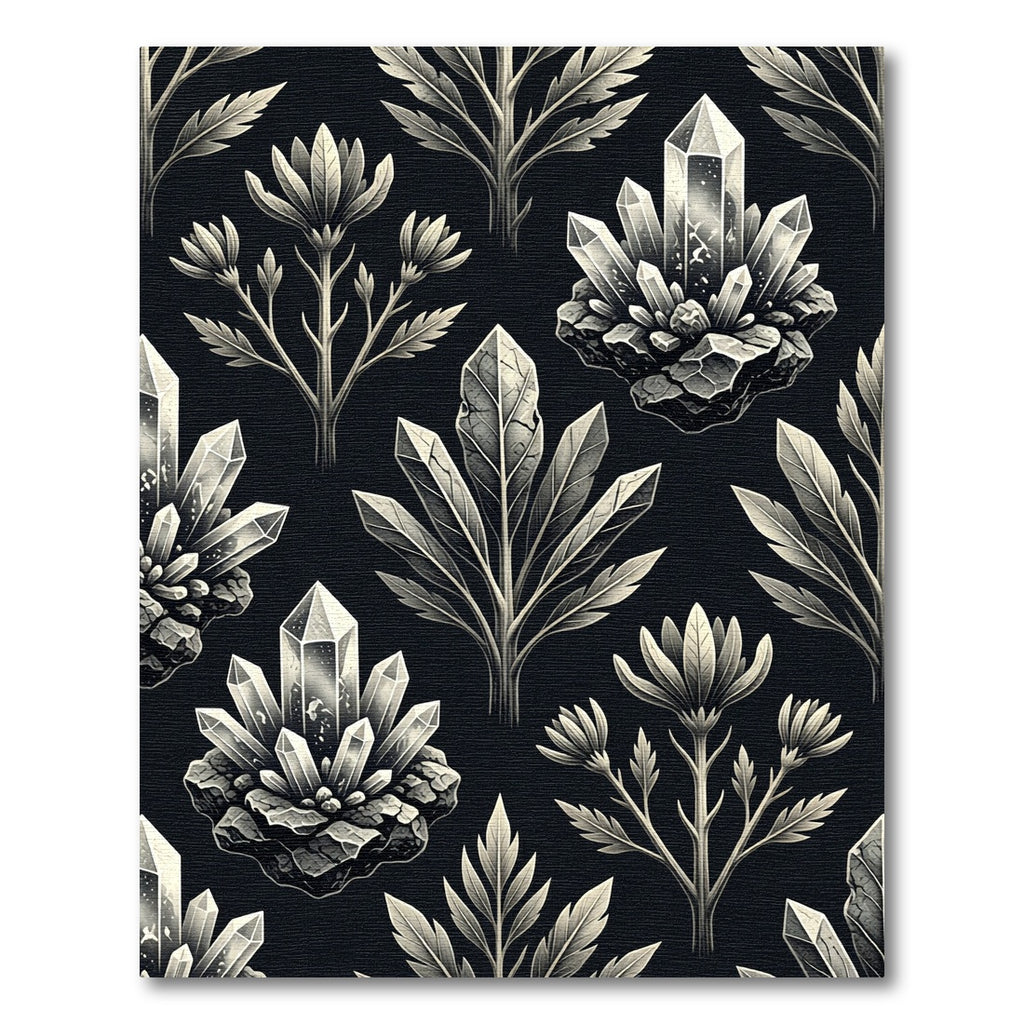 Monochromatic Crystal Botanical Arrangement Rug