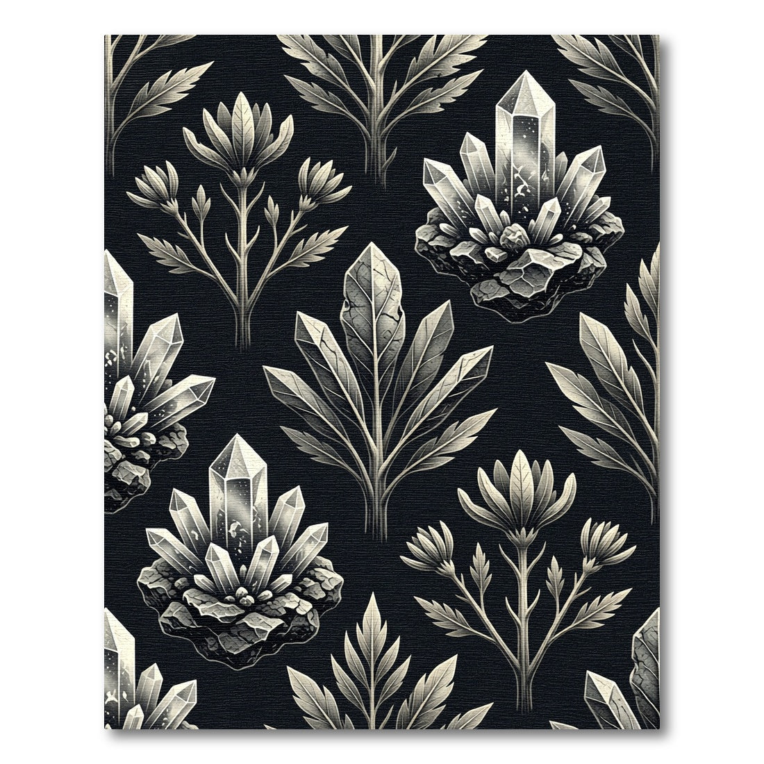 Monochromatic Crystal Botanical Arrangement Rug