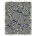 Midnight Blue Contemporary Geometric Labyrinth Rug