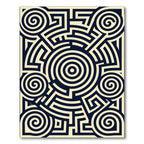 Midnight Blue Contemporary Geometric Labyrinth Rug