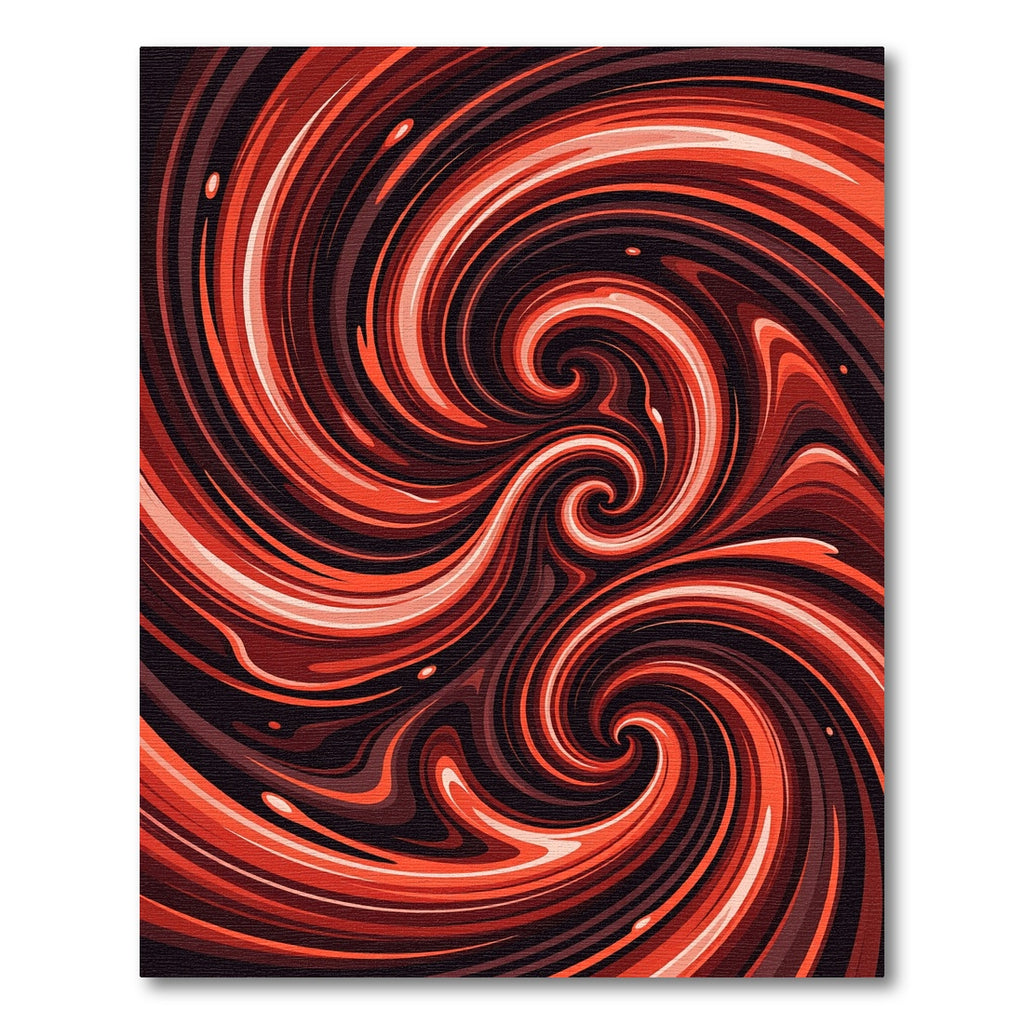 Vibrant Crimson Abstract Swirl Rug