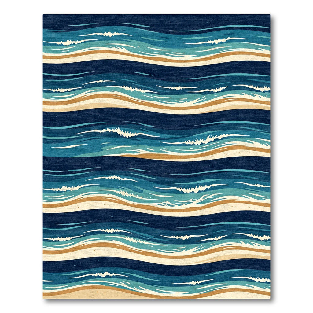 Coastal Azure Wavy Ocean Stripe Rug