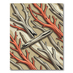 Abstract Coral Branch Earthy Tone Rug