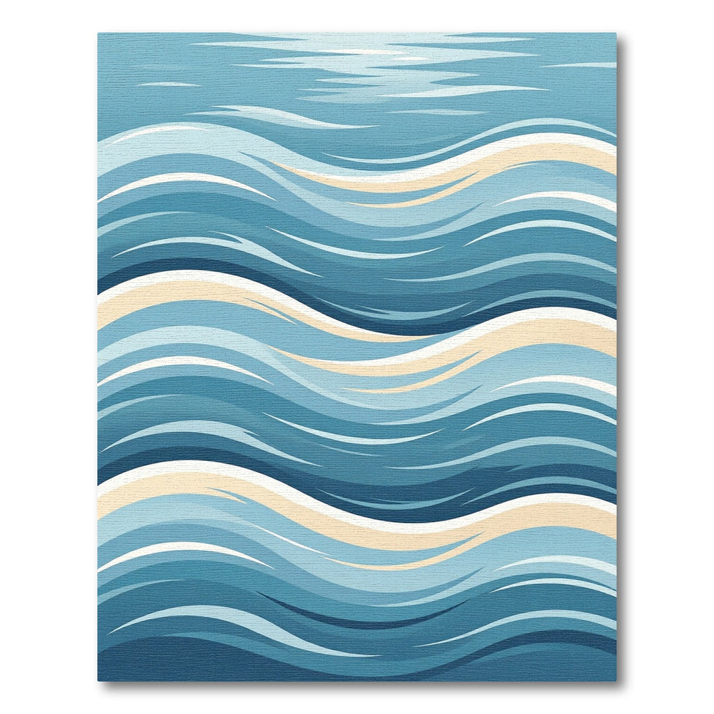Ocean Blue Wave Stripe Rug