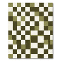 Olive Green Modern Abstract Checkerboard Rug